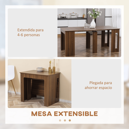 Mesa de jantar extensível para 4 a 6 pessoas, mesa lateral multifuncional para escritório ou cozinha, 180 x 85 x 75 cm, marrom