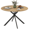 Mesa de jantar redonda para 4 pessoas com estrutura de aço, Ø120x75 cm, em carvalho.
