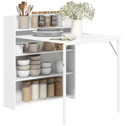 Mesa de jantar dobrável com aba rebatível, 4 compartimentos, capacidade para até 3 pessoas, 78,5 x 91 x 93 cm, branca.