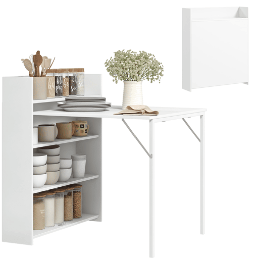 Mesa de jantar dobrável com aba rebatível, 4 compartimentos, capacidade para até 3 pessoas, 78,5 x 91 x 93 cm, branca.