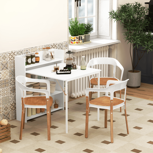 Mesa de jantar dobrável com aba rebatível, 4 compartimentos, capacidade para até 3 pessoas, 78,5 x 91 x 93 cm, branca.