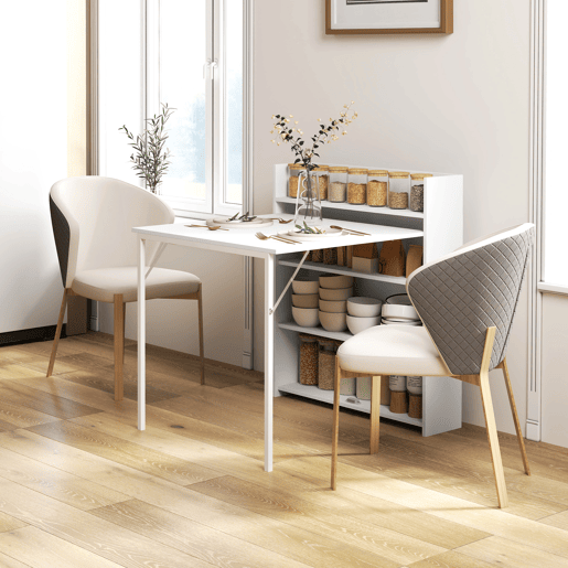 Mesa de jantar dobrável com aba rebatível, 4 compartimentos, capacidade para até 3 pessoas, 78,5 x 91 x 93 cm, branca.