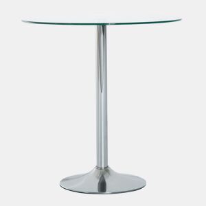 Mesa de jantar redonda para 2 pessoas, mesa de cozinha moderna com tampo de vidro temperado para sala de estar, prateada