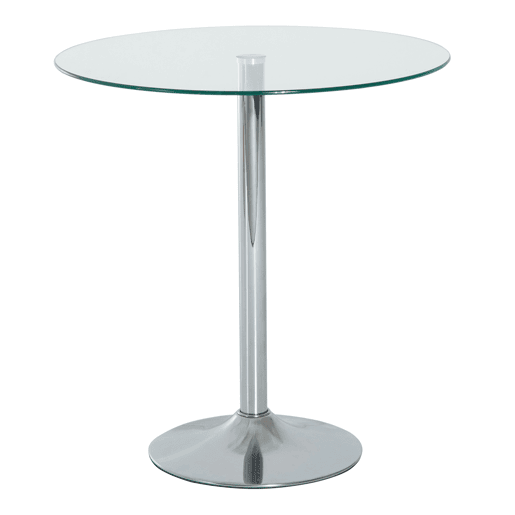 Mesa de jantar redonda para 2 pessoas, mesa de cozinha moderna com tampo de vidro temperado para sala de estar, prateada