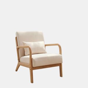 Poltrona de sala estilo moderno com estrutura de madeira maciça, assento amplo acolchoado e suporte lombar flexível. Dimensões 75.5 x 64 x 74 cm. Ideal para sala, quarto ou escritório.