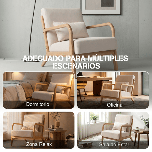 Poltrona de sala estilo moderno com estrutura de madeira maciça, assento amplo acolchoado e suporte lombar flexível. Dimensões 75.5 x 64 x 74 cm. Ideal para sala, quarto ou escritório. Poltrona de sala estilo moderno com estrutura de madeira maciça, assento amplo acolchoado e suporte lombar flexível. Dimensões 75.5 x 64 x 74 cm. Ideal para sala, quarto ou escritório.
