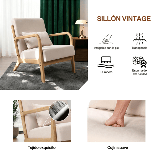 Poltrona de sala estilo moderno com estrutura de madeira maciça, assento amplo acolchoado e suporte lombar flexível. Dimensões 75.5 x 64 x 74 cm. Ideal para sala, quarto ou escritório. Poltrona de sala estilo moderno com estrutura de madeira maciça, assento amplo acolchoado e suporte lombar flexível. Dimensões 75.5 x 64 x 74 cm. Ideal para sala, quarto ou escritório.