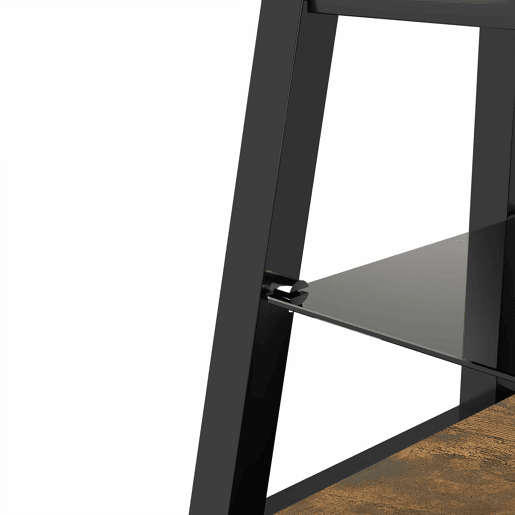 Móvel para TV 125 x 116 x 42 cm - Suporte para TV ajustável, vidro preto, giratório, montagem na parede - Castanho
