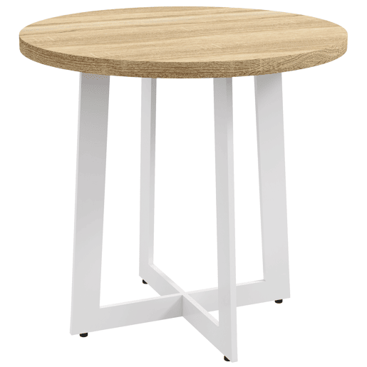Mesa de jantar redonda para 4 pessoas, mesa de cozinha com tampo de madeira e base de aço cruzada Ø80x75 cm Carvalho