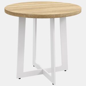 Mesa de jantar redonda para 4 pessoas, mesa de cozinha com tampo de madeira e base de aço cruzada Ø80x75 cm Carvalho