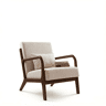 Poltrona de sala estilo moderno com estrutura de madeira maciça, assento amplo acolchoado e suporte lombar flexível. Dimensões 75.5 x 64 x 74 cm. Ideal para sala, quarto ou escritório.