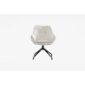 Cadeira de escritório e de maquilhagem em couro sintético com braços de tamanho padrão - assento baixo ergonómico, ideal para a sala de estar e o quarto - bege
