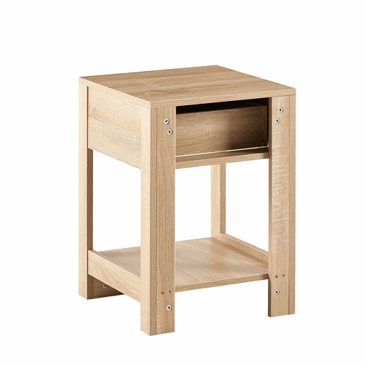 Mesa auxiliar 55x40x40 cm - Rattan com gaveta, moderna, para sala de estar e quarto - Natural