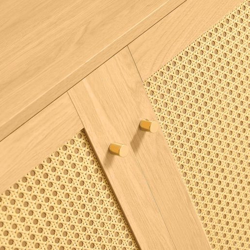 Aparador 63 x 120 x 40 cm - móvel de arrumação em rattan com 2 portas, estilo rústico para sala de jantar - natural Aparador 63 x 120 x 40 cm - móvel de arrumação em rattan com 2 portas, estilo rústico para sala de jantar - natural