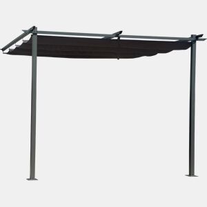 Pérgula inclinada com teto retrátil - 3 x 3 m - Cinza antracite
