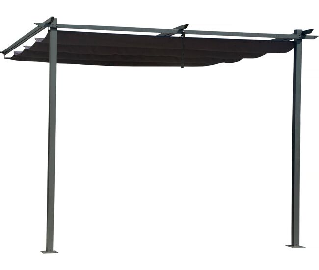 Pérgola adosada con techo retráctil - 3 x 3 m - gris antracita