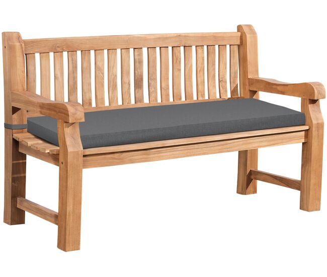 Banco de jardin de teca daxon con cojin de asiento madera gris oscuro 61x150x93 cm
