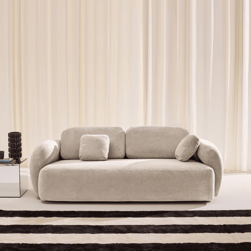 Sofá em tecido chenille, 3 lugares, Cloud, Bege, 230x102x81 cm Sofá em tecido chenille, 3 lugares, Cloud, Bege, 230x102x81 cm
