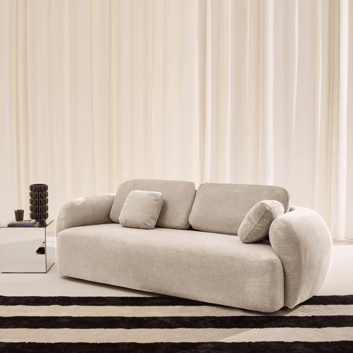 Sofá em tecido chenille, 3 lugares, Cloud, Bege, 230x102x81 cm Sofá em tecido chenille, 3 lugares, Cloud, Bege, 230x102x81 cm