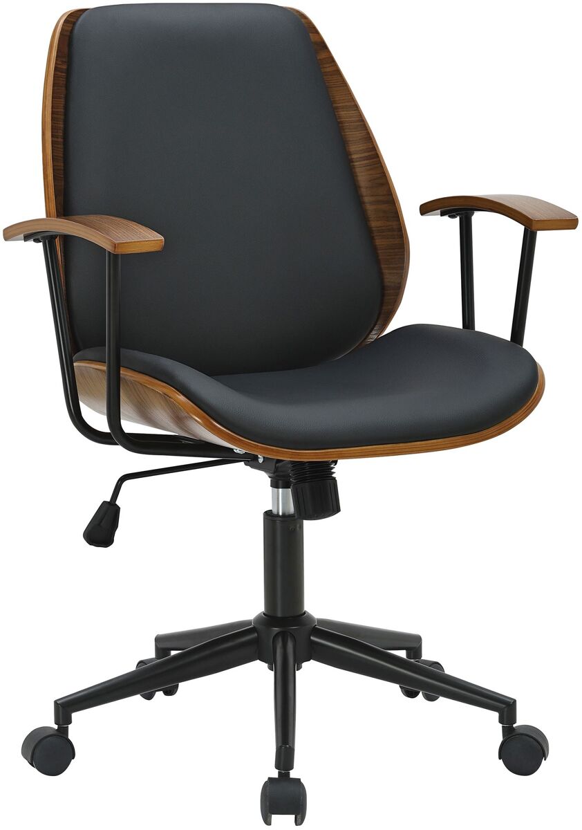 Silla de oficina arlondi ergonómica con ajuste de altura y soporte lumbar para máxima comodidad simil cuero nogal/negro 57x63x90 cm