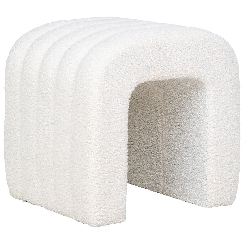 Puf de tejido bouclé crudo 42x41 cm