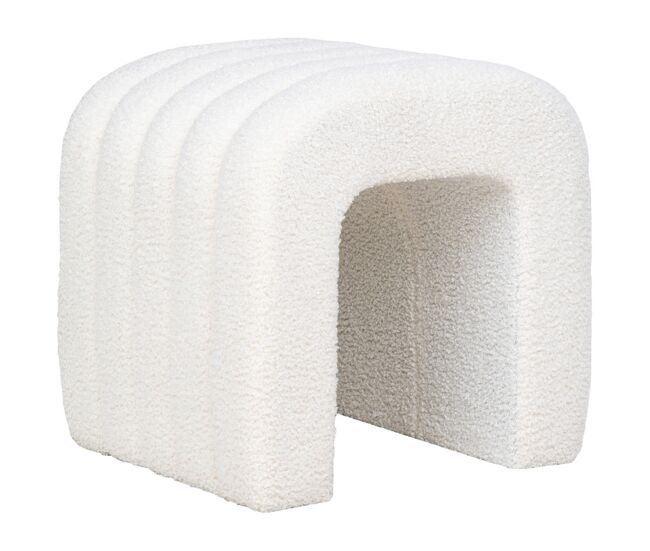 Puf de tejido bouclé crudo 42x41 cm