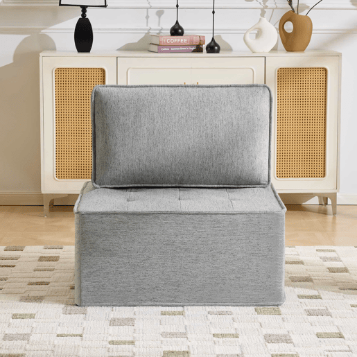 Sofá relax individual de 1 lugar u2014 compacto e confortável para a sala de estar, quarto ou quarto de criança u2014 cinzento claro Sofá relax individual de 1 lugar u2014 compacto e confortável para a sala de estar, quarto ou quarto de criança u2014 cinzento claro