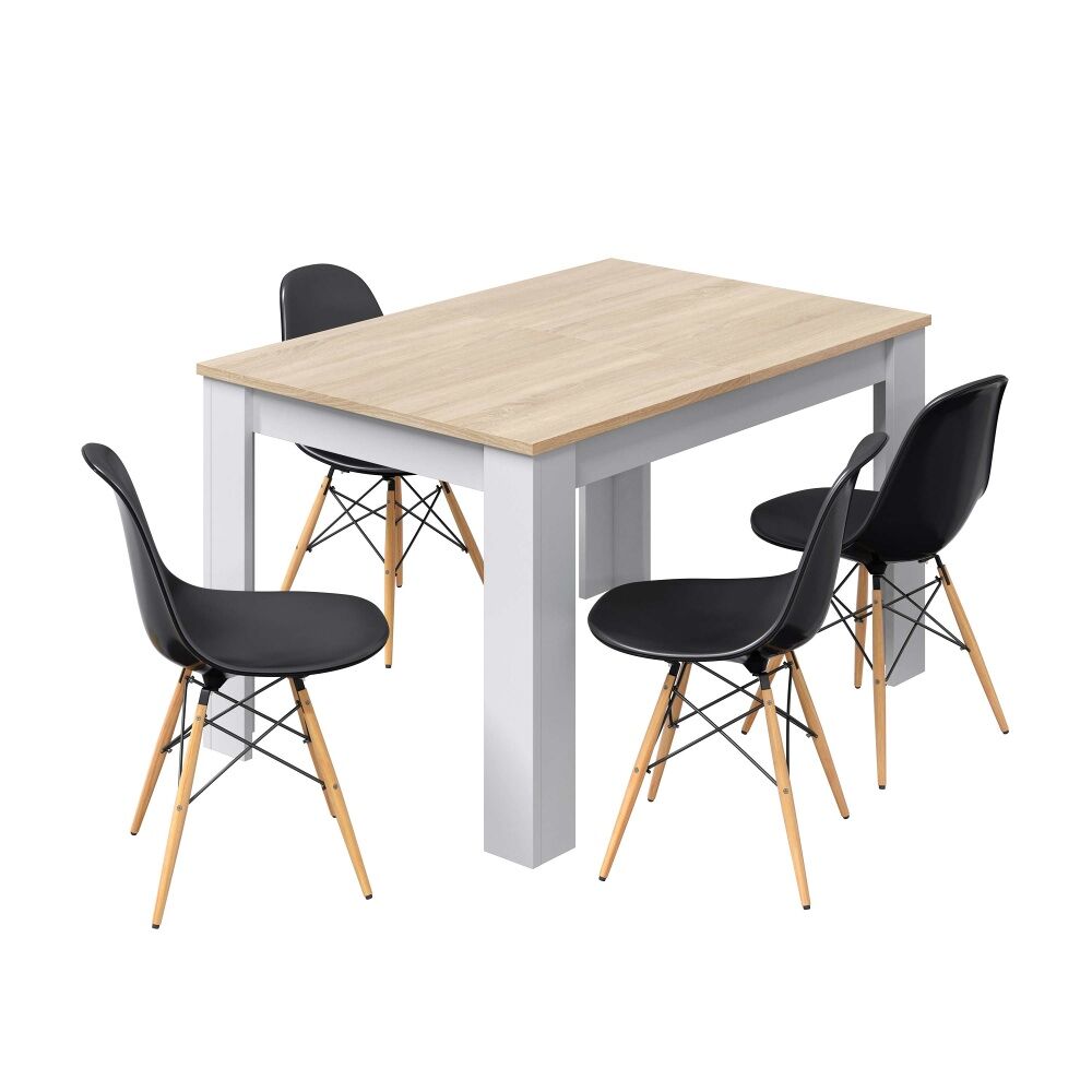 mesa de comedor extensible jimena - roble  blanco