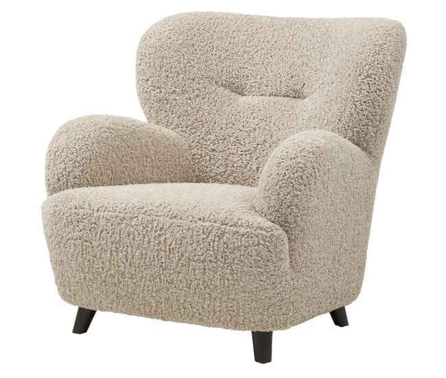 Sillón de salón en tela bouclé marrón claro