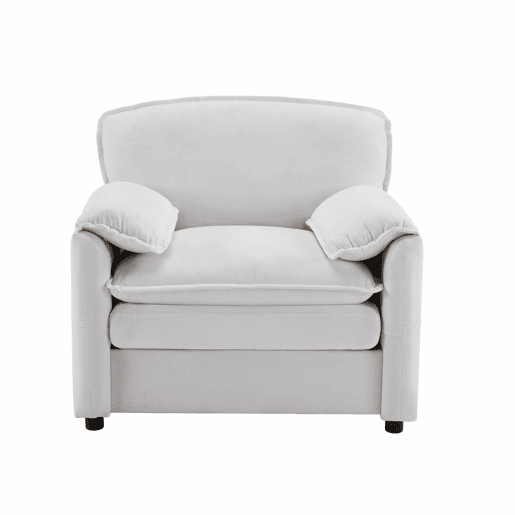 Sofá relax de 1 lugar - Estilo retro com bolsos laterais para arrumação, design compacto - Branco