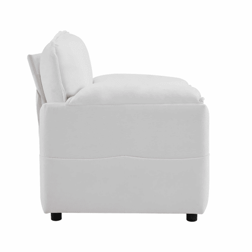 Sofá relax de 1 lugar - Estilo retro com bolsos laterais para arrumação, design compacto - Branco