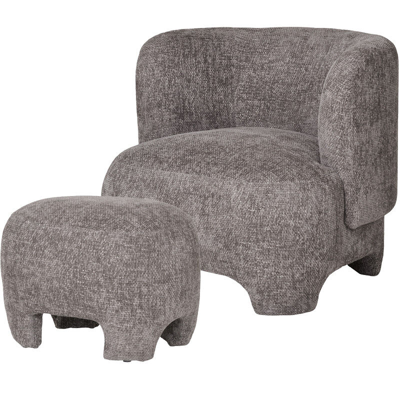 MOSS-Sillón y reposapiés en tela de chenilla