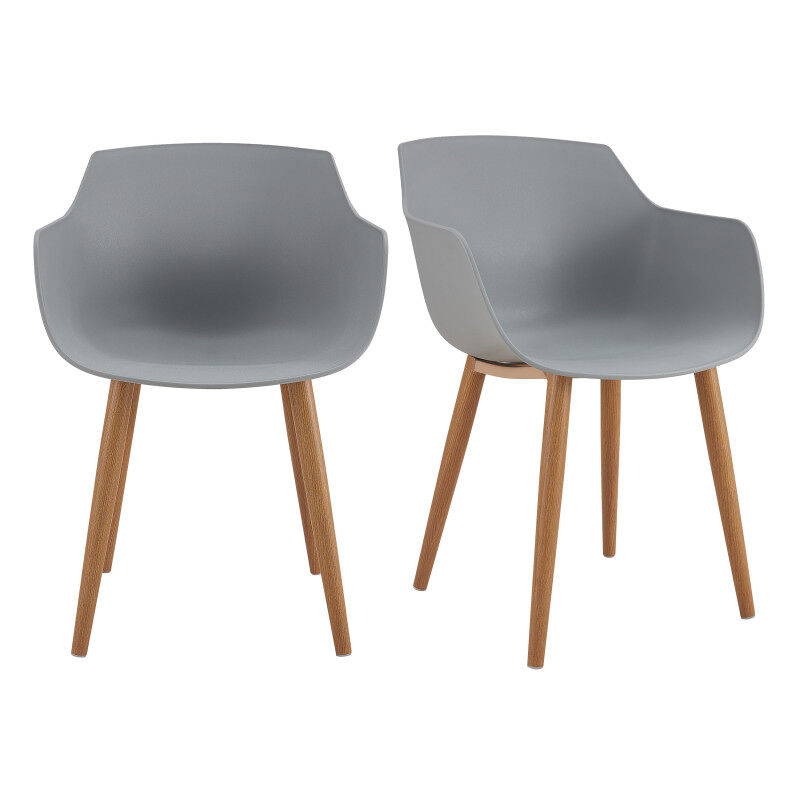 ANDREA-Silla escandinava con pie de metal efecto madera
