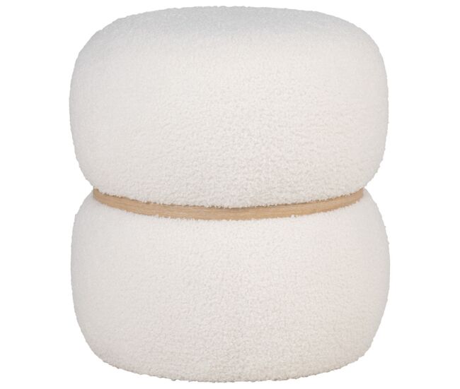Puf de tejido bouclé crudo ø38 cm
