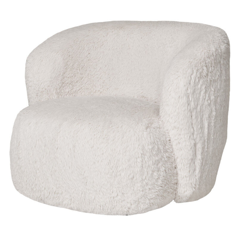 Sillón de piel sintética color blanco hueso