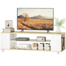 Suporte flutuante para TV com rodízios e 2 prateleiras para TVs de até 55 polegadas, 120x40x38,5 cm, branco
