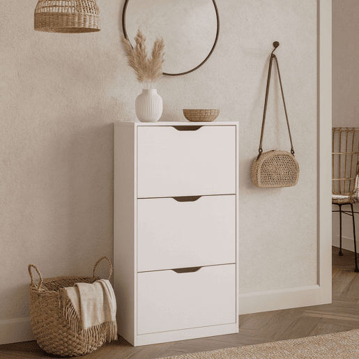 Sapateira Multi-ambiente para Corredor 3 Gavetas Capacidade até 18 pares Cor Branco 60 cm