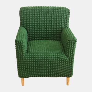 Capa elástica seersucker para poltrona individual alta com braços, verde escuro