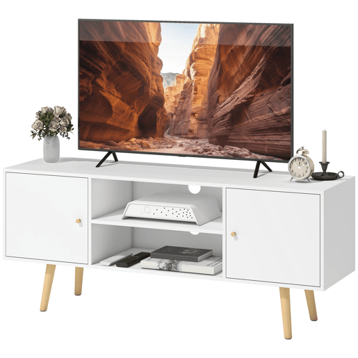 Móvel para TV com 2 portas e 2 prateleiras para TVs de até 55 polegadas, 120x34x50 cm, branco Móvel para TV com 2 portas e 2 prateleiras para TVs de até 55 polegadas, 120x34x50 cm, branco