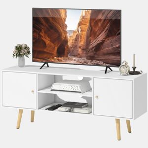Móvel para TV com 2 portas e 2 prateleiras para TVs de até 55 polegadas, 120x34x50 cm, branco