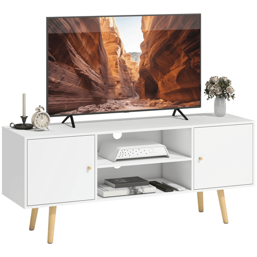 Móvel para TV com 2 portas e 2 prateleiras para TVs de até 55 polegadas, 120x34x50 cm, branco Móvel para TV com 2 portas e 2 prateleiras para TVs de até 55 polegadas, 120x34x50 cm, branco