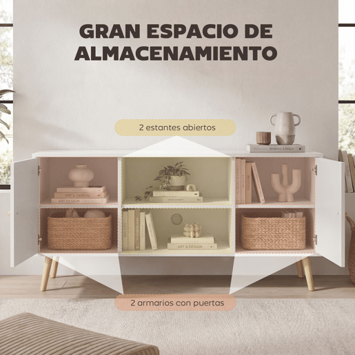 Móvel para TV com 2 portas e 2 prateleiras para TVs de até 55 polegadas, 120x34x50 cm, branco Móvel para TV com 2 portas e 2 prateleiras para TVs de até 55 polegadas, 120x34x50 cm, branco