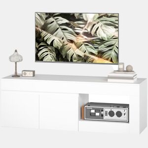 Móvel de TV moderno para sala de estar com 2 portas, prateleira aberta para TV de 60 polegadas, 140x40x48 cm, branco