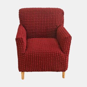 Capa elástica seersucker para poltrona individual alta com braços, bordeaux