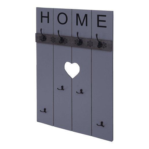 Cabideiro de parede com 8 ganchos painel de guarda-roupa com design vintage 91 x 60 cm cinza-azulado 04_0008173
