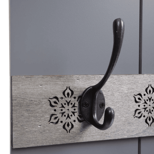 Cabideiro de parede com 8 ganchos painel de guarda-roupa com design vintage 91 x 60 cm cinza-azulado 04_0008173