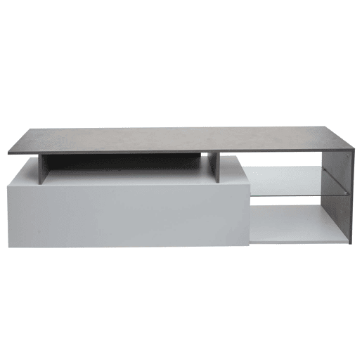 Móvel para TV com dois grandes compartimentos de arrumação com portas 47x170x40 cm MDF branco com efeito de concreto 04_0007856