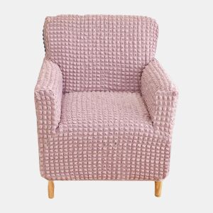 Capa elástica seersucker para poltrona individual alta com braços, rosa