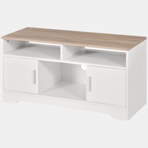 Móvel para TV, mesa de TV para sala de estar com amplo espaço de armazenamento e prateleiras abertas, 105x40x52 cm, branco
