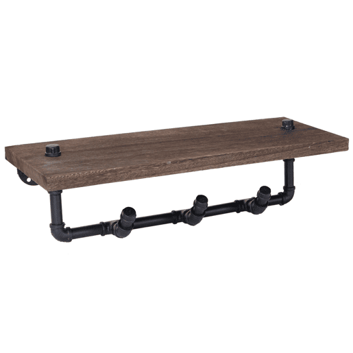 Cabideiro de parede com 3 ganchos e prateleira design industrial marrom 04_0000980